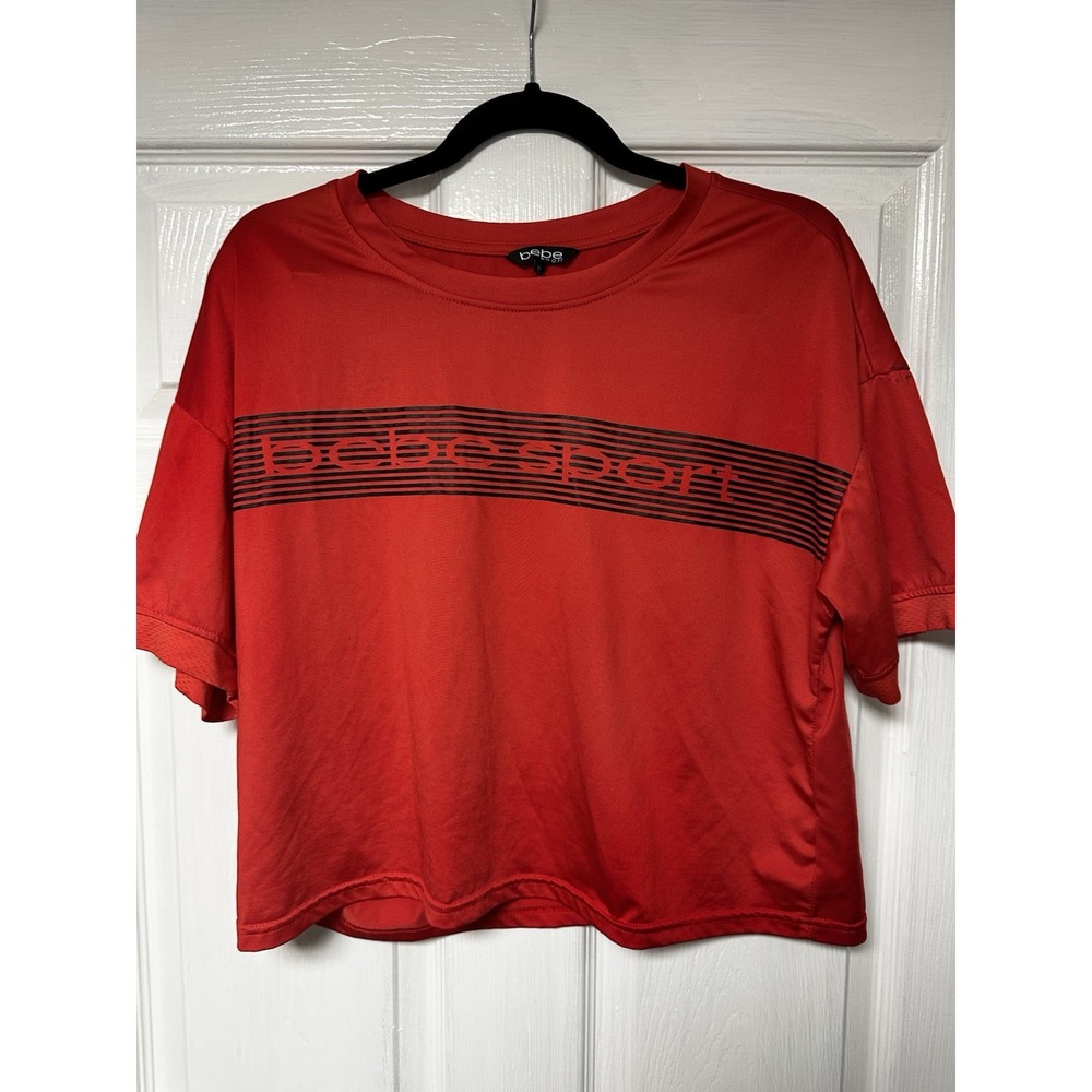 Bebe Sport Women's Red Cropped T Shirt Size XL